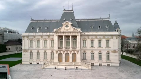 Baroque Building Aerial Push In at Sunset Video stock 289466533