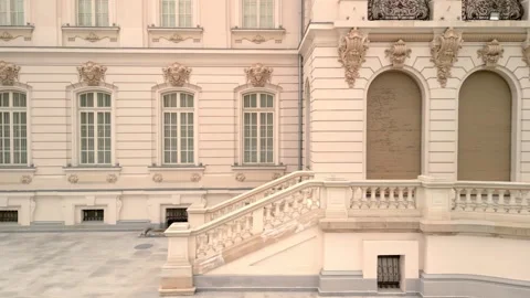 Baroque Building Horizontal Pan to Main Entrance Stock Footage 289466556