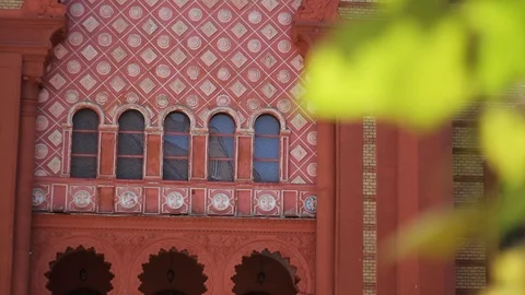 Baroque building made of red bricks. Theatre, architecture, opera house Video stock 99603280