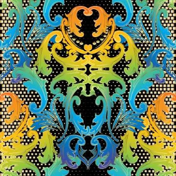 Baroque colorful vector seamless pattern. Stock Illustration