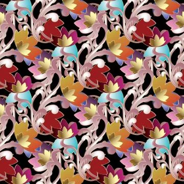 Baroque damask seamless pattern. イラスト素材