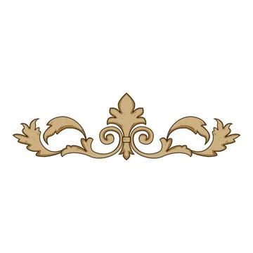 Baroque decorative scroll element with floral ornament Stock Illustration
