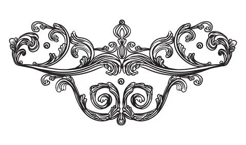 Baroque design element engraving ornament illustration Stock Illustration