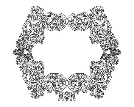 Baroque design element floral hand drawing frame vector illustration Stock Illustration
