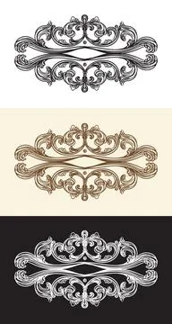 Baroque design elements set of vector illustration Illustrazione stock