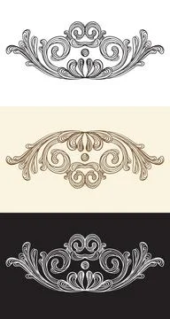 Baroque design elements set of vector illustration イラスト素材