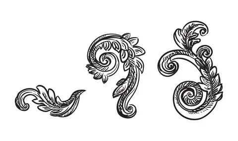 Baroque design elements vintage engraving ornament illustration Stock Illustration