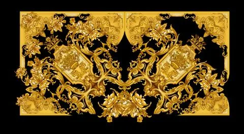 Baroque Digital textile Print Manually illustrated for textile Branding Illustrazione stock