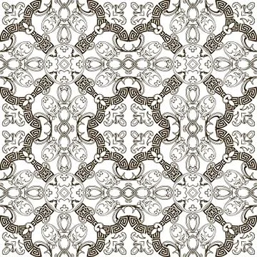 Baroque elegance seamless pattern. Vector black and white vintage background Stock Illustration