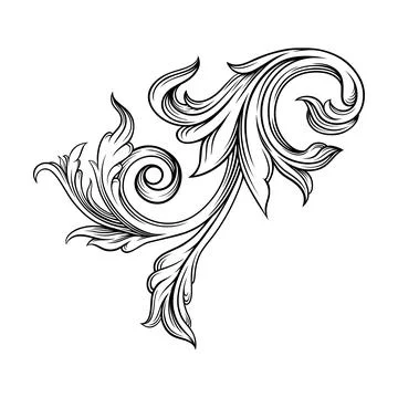 Baroque Element with Scroll and Ornamental Circular Motif Vector Illustration Stock Illustration
