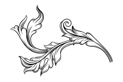 Baroque Element with Scroll and Ornamental Circular Motif Vector Illustration Stock Illustration