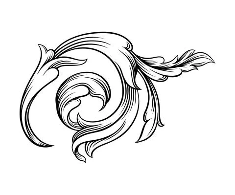Baroque Element with Scroll and Ornamental Circular Motif Vector Illustration Stock Illustration