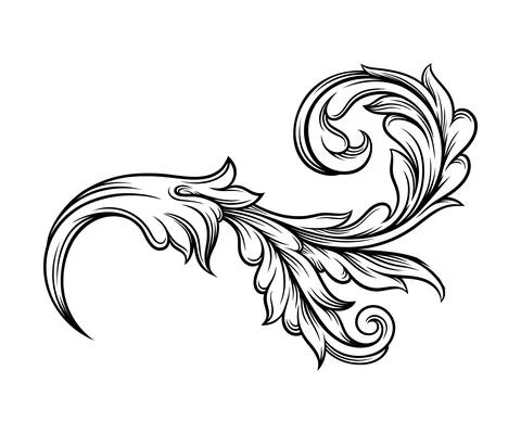 Baroque Element with Scroll and Ornamental Circular Motif Vector Illustration Stock Illustration