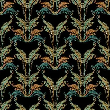 Baroque embroidery seamless pattern. Stock Illustration