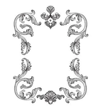 Baroque engraving vintage frame vector art isolated illustration Stock Illustration