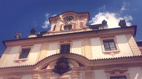 Baroque facade and blue sky, down angle Stock Footage 134706416