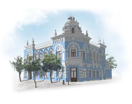 Baroque facade of a museum Stock Illustration