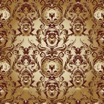 Baroque floral vector seamless pattern. Antique damask background wallpaper 스톡 일러스트