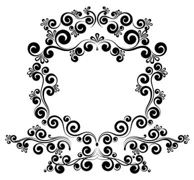 Baroque frame border monogram floral ornament Illustrazione stock