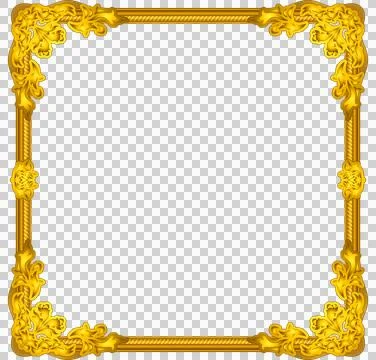Baroque gold frame being displayed in flat design with leaf scroll motifs, Stock Illustration