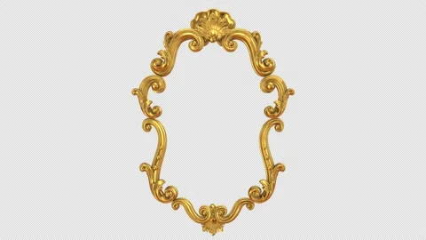Baroque Gold Frame On Transparent Background Loop Stock Footage 201016981