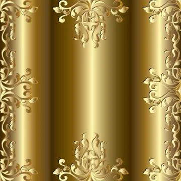 Baroque gold seamless frame pattern. With place for text or desi Stock Illustration