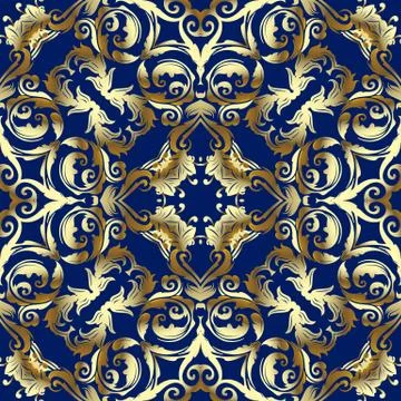 Baroque gold vector seamless pattern. Stock Illustration