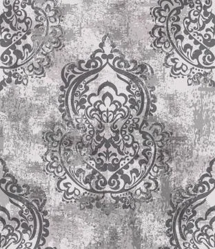 Baroque grunge texture pattern Vector. Floral ornament decoration old effect. Illustrazione stock
