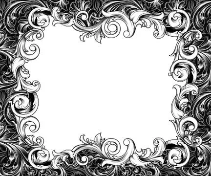 Baroque horizontal frame ink drawing Stock Illustration