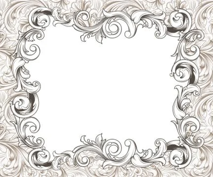 Baroque horizontal frame ink drawing Stock Illustration