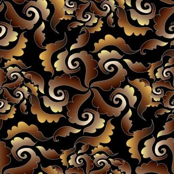 Baroque intricate seamless pattern. Dark vector floral background with hand d Stock Illustration