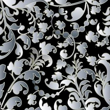 Baroque leafy vector seamless pattern. Stock Illustration
