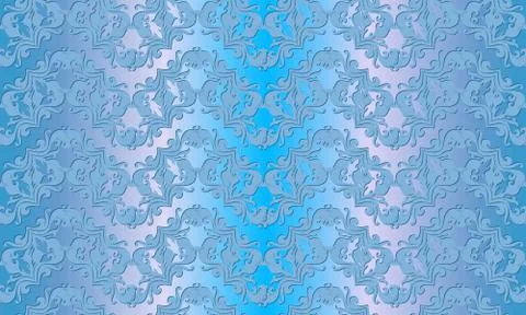 Baroque light blue seamless pattern. Floral vector background wallpaper with  Stock Illustration