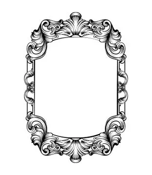 Baroque mirror frame. Vector Imperial decor design elements. Rich encarved or Illustrazione stock