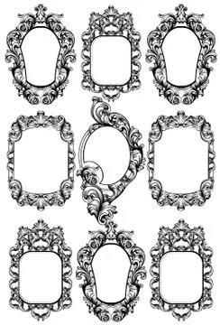 Baroque mirror frame. Vector Imperial decor design elements. Rich encarved or Illustrazione stock