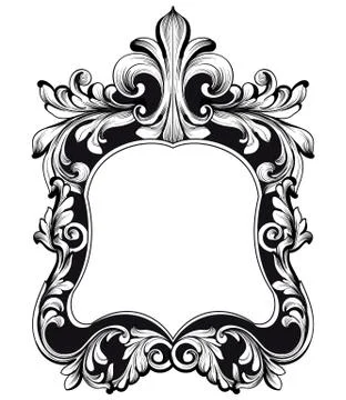 Baroque mirror frame. Vector Imperial decor design elements. Rich encarved or イラスト素材