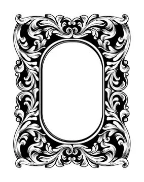 Baroque mirror frame. Vector Imperial decor design elements. Rich encarved or 스톡 일러스트