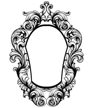 Baroque mirror frame. Vector Imperial decor design elements. Rich encarved or Illustrazione stock