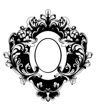 Baroque mirror frame Vector. Victorian ornamented border monogram floral orna Stock Illustration