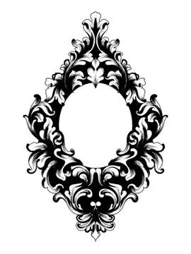 Baroque mirror frame Vector. Victorian ornamented border monogram floral orna Stockillustratie