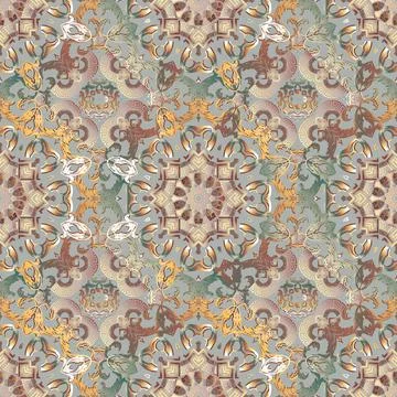 Baroque old style seamless pattern. Floral ornamental background. Repeat vect Illustrazione stock