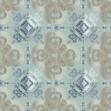 Baroque old style seamless pattern. Floral ornamental background. Repeat vect Stock Illustration