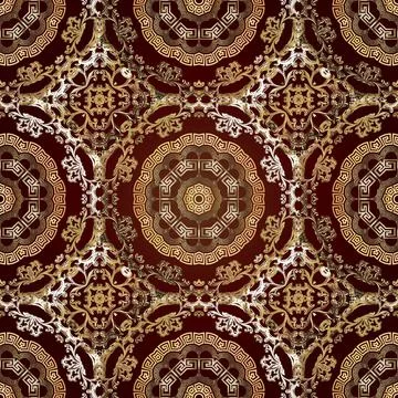 Baroque old style seamless pattern. Floral ornamental background. Repeat vect Illustrazione stock