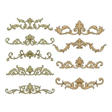 Baroque ornamental border elements set decorating design Stock Illustration