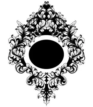 Baroque ornamented mirror frame Vector. Victorian border monogram floral orna Illustrazione stock
