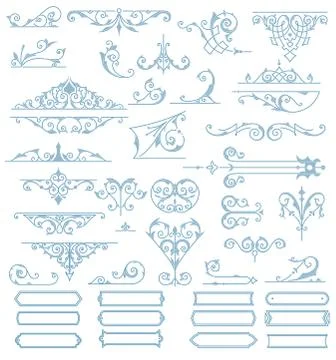 Baroque Ornaments Design Set. Vector Stock Illustration