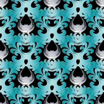 Baroque ornate vector seamless pattern. Stock Illustration