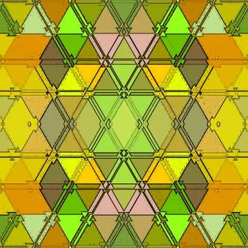 Baroque pattern of continuous triangles texture in yellow and green. Colorful Stock Illustration