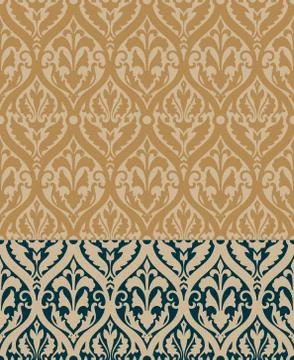 Baroque Pattern with Floral Details in two colors Stock Illustration