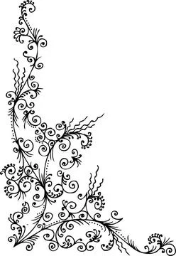 Baroque Pattern vignette XCVI Baroque Pattern vignette 96 Eau-forte black-... Foto stock